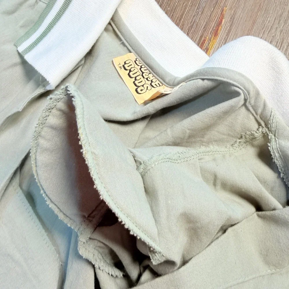 Vintage Dune Duds Sage Green Romper‎ Jumpsuit 80s Ribbed Waist Belted NWT Large